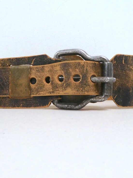 Vintage Hand made Brown studded leather WIDE belt 32 TO 36
